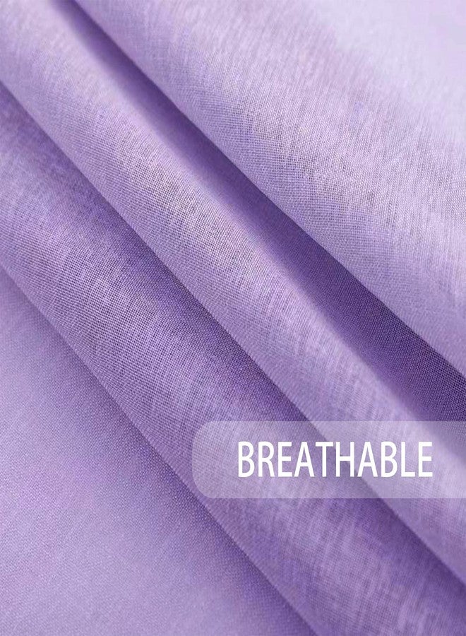 UPOPO Lilac Sheer Tier Curtains 24 inches Long Kitchen Tiers Cafe Bathroom Girls Nursery Room Short Voile Mini Small Curtain Panels Door Window Curtain Cabinet Cover 2 Panels Rod Pocket - Image 2